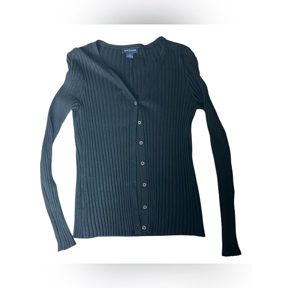 Vintage 90's Ann Taylor Black Cardigan Button Down Womens Medium